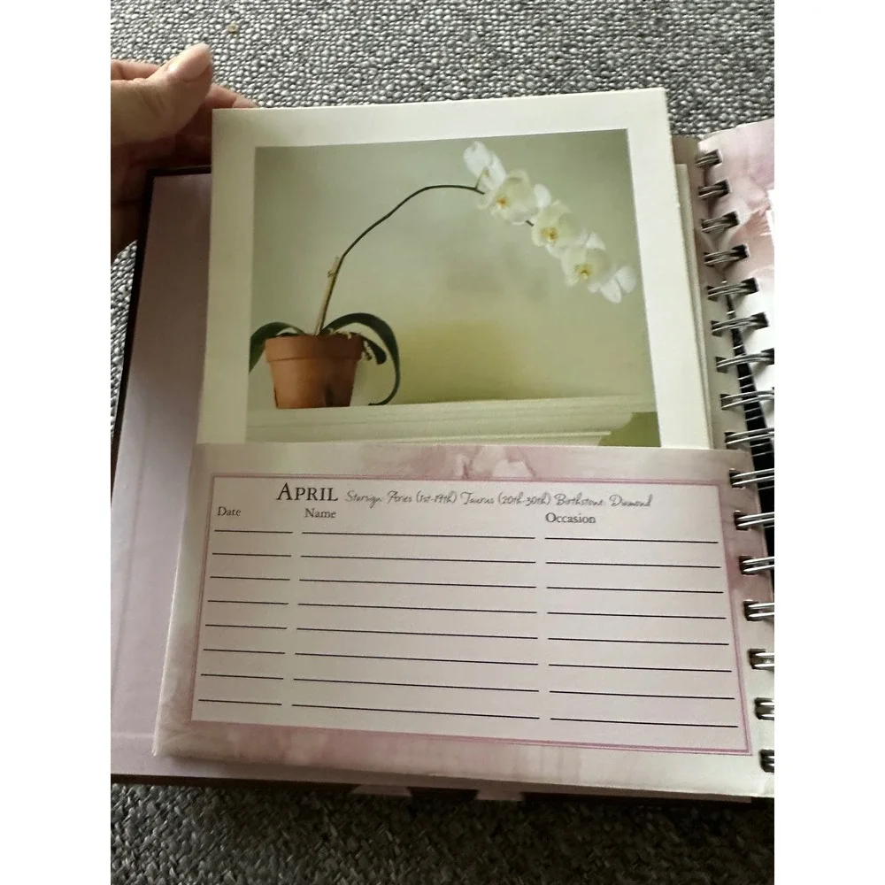 Bizzybee Orchids Greeting Card Book Birthday Organizer Address Book 2005 EUC